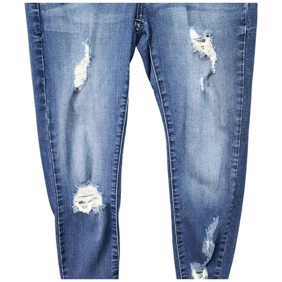 Kancan Denim Jeans Womens 9/28 Blue Stretchy Cotton Distressed Zip Fly Casual - Picture 3 of 12